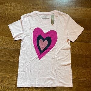 J. Crew Brand New Tags Pink Multi Colored Heart Tee Shirt NWT 3 Available Size S